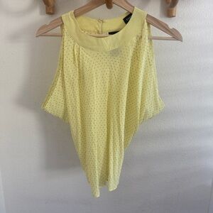 BEBE Y2K yellow golden dot sleeveless open back 100% mulberry silk top blouse